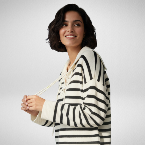 Maglione Trendy a Righe Bianche e Nere