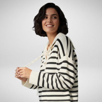 Maglione Trendy a Righe Bianche e Nere