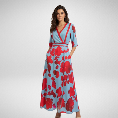 Elegante abito floreale con cintura