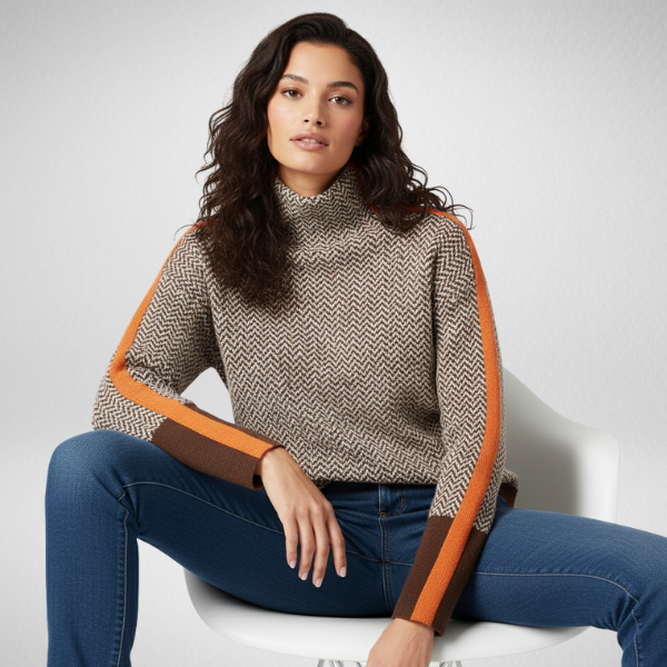 Collo alto a righe moderne