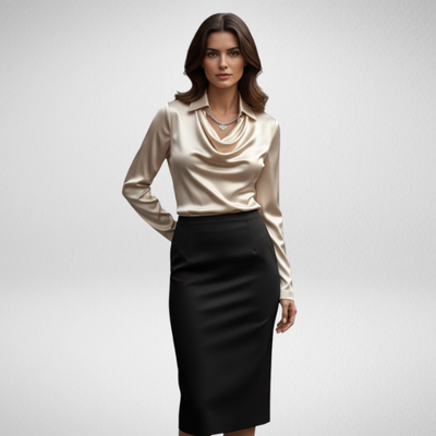 Camicetta in raso con drappeggio