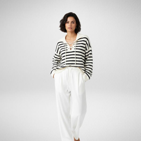 Maglione Trendy a Righe Bianche e Nere