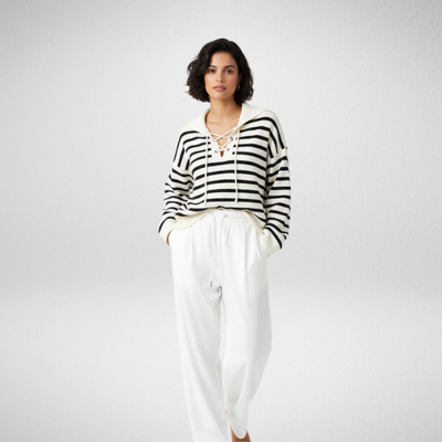 Maglione Trendy a Righe Bianche e Nere